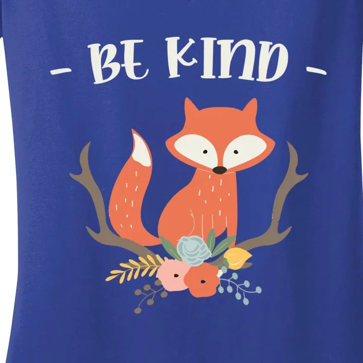 Be Kind Animal Fox Drawing Art World Kindness Day Gift Women's V-Neck T-Shirt