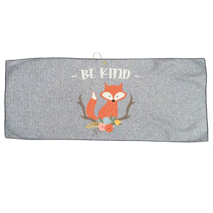 Be Kind Animal Fox Drawing Art World Kindness Day Gift Large Microfiber Waffle Golf Towel