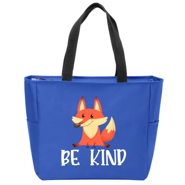 Be Kind Animal Fox Drawing Art World Kindness Day Gift Zip Tote Bag