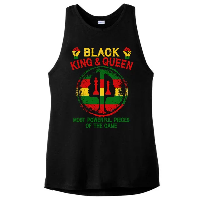 Black King And Queen Most Powerful Pieces Of The Game Ladies Tri-Blend Wicking Tank