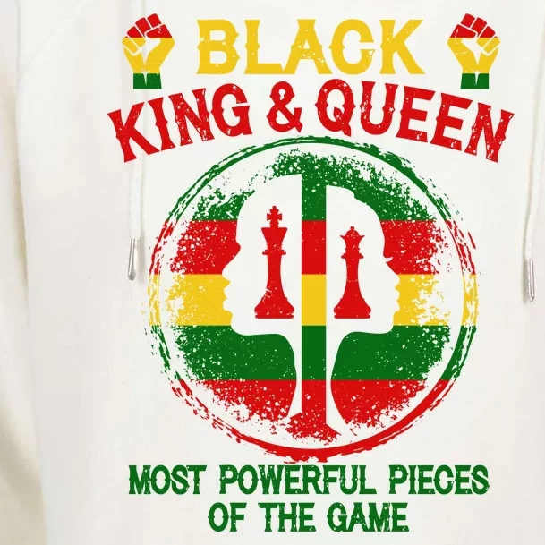 Black King And Queen Most Powerful Pieces Of The Game Womens Funnel Neck Pullover Hood