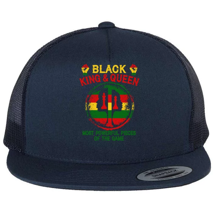 Black King And Queen Most Powerful Pieces Of The Game Flat Bill Trucker Hat