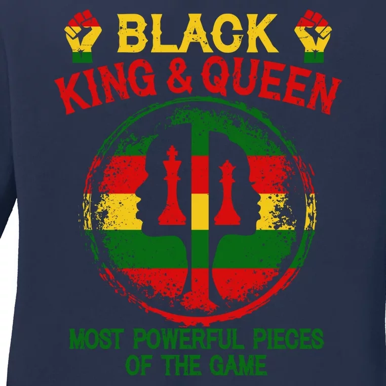 Black King And Queen Most Powerful Pieces Of The Game Ladies Long Sleeve Shirt