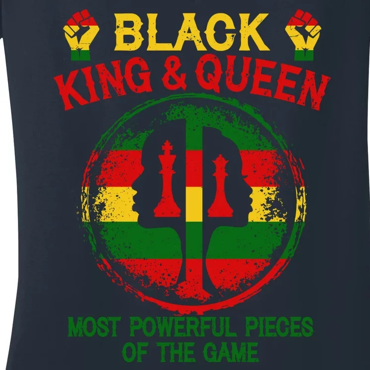 Black King And Queen Most Powerful Pieces Of The Game Women's V-Neck T-Shirt