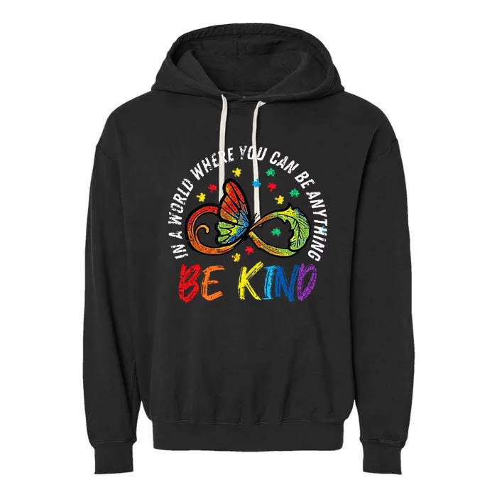 Be Kind Autism Infinity Butterfly Awareness Men Women Kids Garment-Dyed Fleece Hoodie