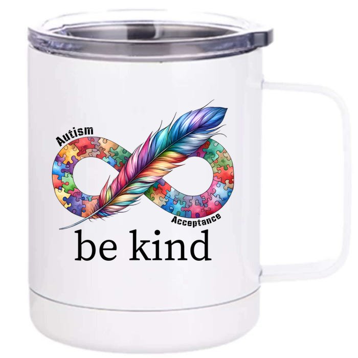 Be Kind Autism Awareness Autism Puzzle Acceptance Cute Gift Front & Back 12oz Stainless Steel Tumbler Cup