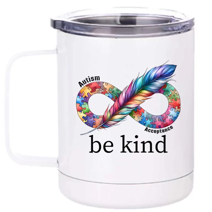 Be Kind Autism Awareness Autism Puzzle Acceptance Cute Gift Front & Back 12oz Stainless Steel Tumbler Cup