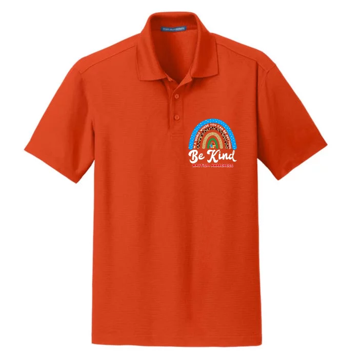 Be Kind Autism Awareness Pattern Rainbow Dry Zone Grid Performance Polo