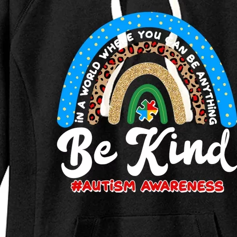 Be Kind Autism Awareness Pattern Rainbow Women's Fleece Hoodie