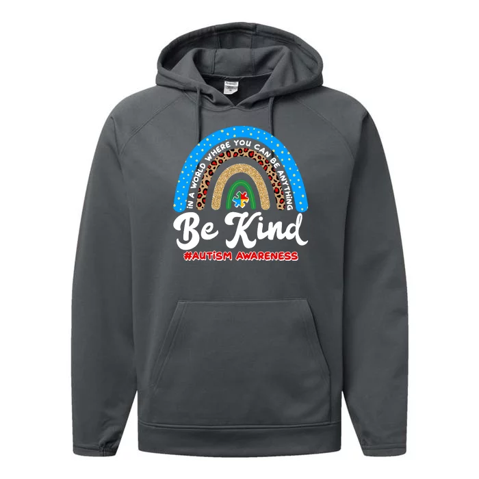 Be Kind Autism Awareness Pattern Rainbow Performance Fleece Hoodie