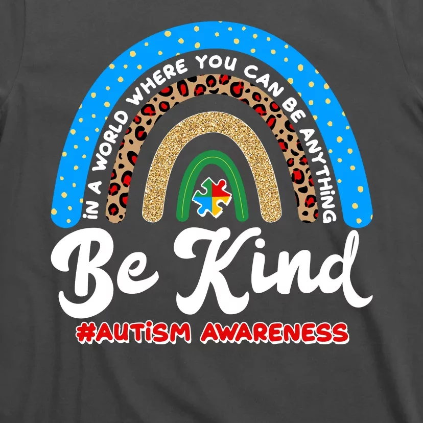 Be Kind Autism Awareness Pattern Rainbow T-Shirt