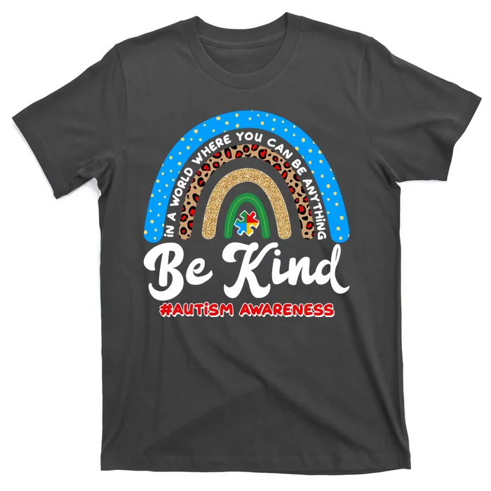 Be Kind Autism Awareness Pattern Rainbow T-Shirt