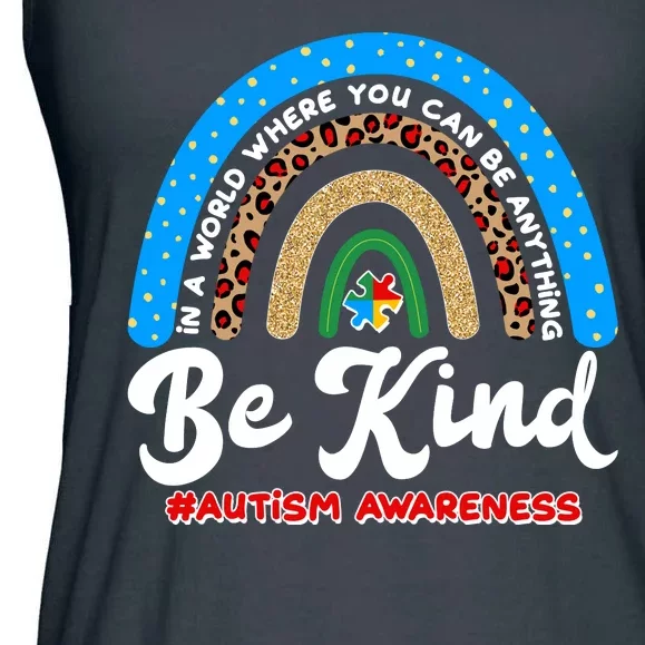 Be Kind Autism Awareness Pattern Rainbow Ladies Essential Flowy Tank