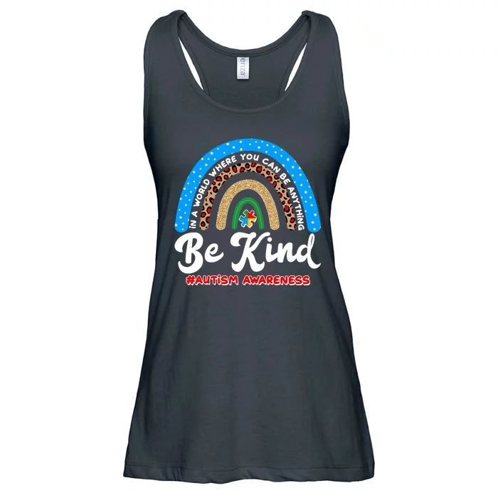 Be Kind Autism Awareness Pattern Rainbow Ladies Essential Flowy Tank