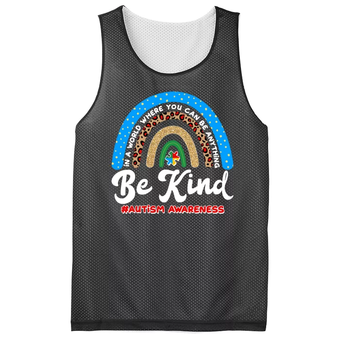 Be Kind Autism Awareness Pattern Rainbow Mesh Reversible Basketball Jersey Tank