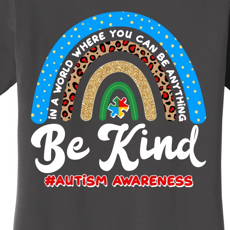 Be Kind Autism Awareness Pattern Rainbow Women's T-Shirt