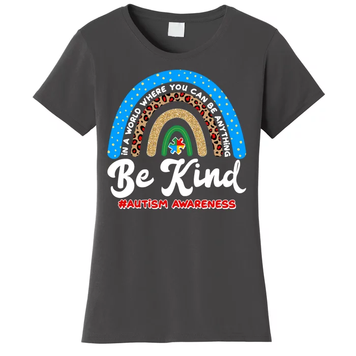 Be Kind Autism Awareness Pattern Rainbow Women's T-Shirt