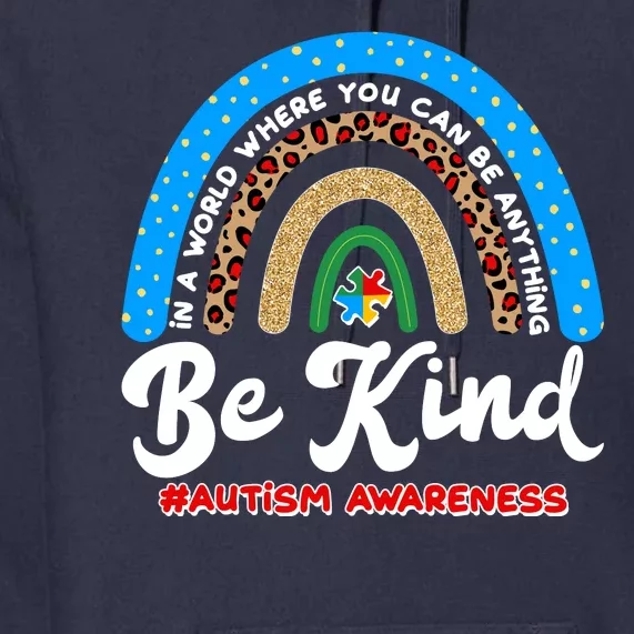 Be Kind Autism Awareness Pattern Rainbow Premium Hoodie