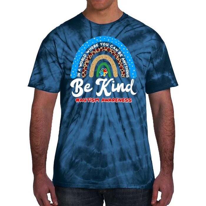 Be Kind Autism Awareness Pattern Rainbow Tie-Dye T-Shirt