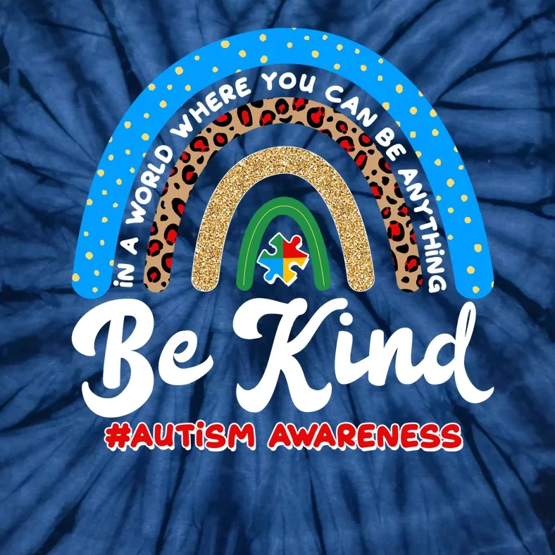 Be Kind Autism Awareness Pattern Rainbow Tie-Dye T-Shirt