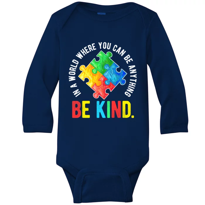 Be Kind Autism Awareness Cute Gift Baby Long Sleeve Bodysuit