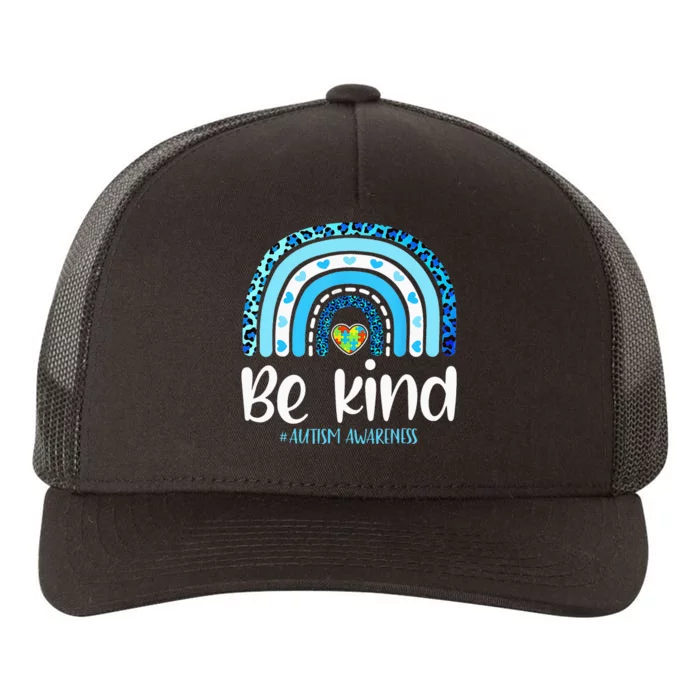 Be Kind Autism Awareness  Leopard Rainbow Yupoong Adult 5-Panel Trucker Hat