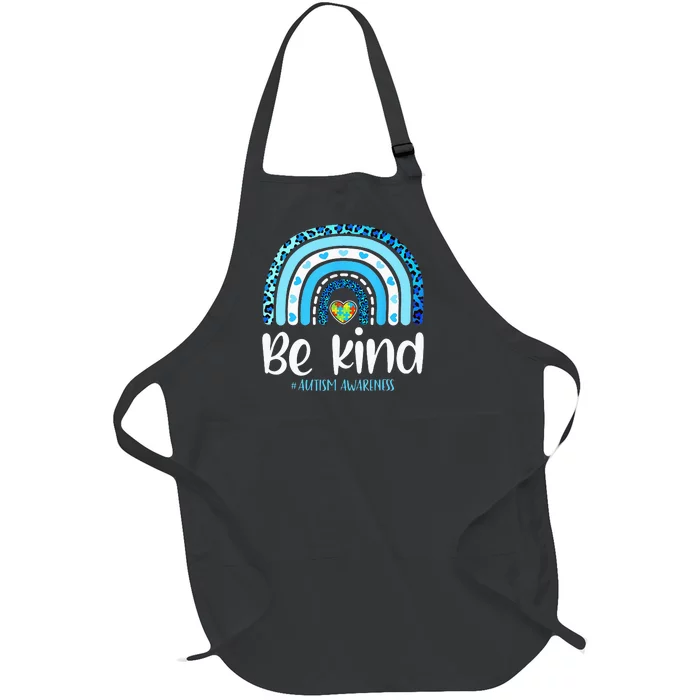 Be Kind Autism Awareness  Leopard Rainbow Full-Length Apron With Pocket