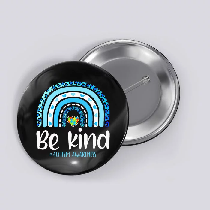 Be Kind Autism Awareness  Leopard Rainbow Button