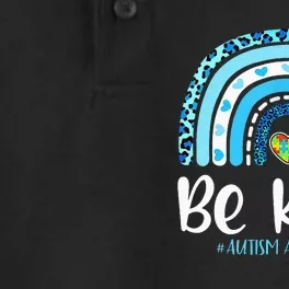 Be Kind Autism Awareness  Leopard Rainbow Dry Zone Grid Performance Polo