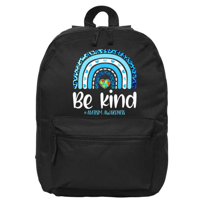 Be Kind Autism Awareness  Leopard Rainbow 16 in Basic Backpack