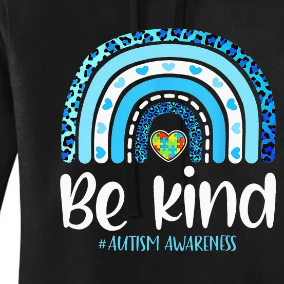 Be Kind Autism Awareness  Leopard Rainbow Women's Pullover Hoodie