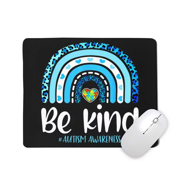 Be Kind Autism Awareness  Leopard Rainbow Mousepad