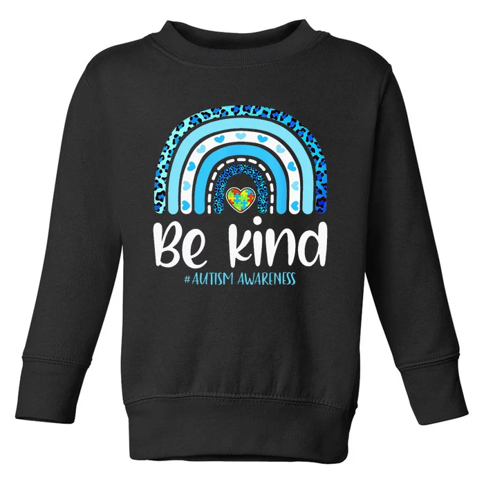 Be Kind Autism Awareness  Leopard Rainbow Toddler Sweatshirt