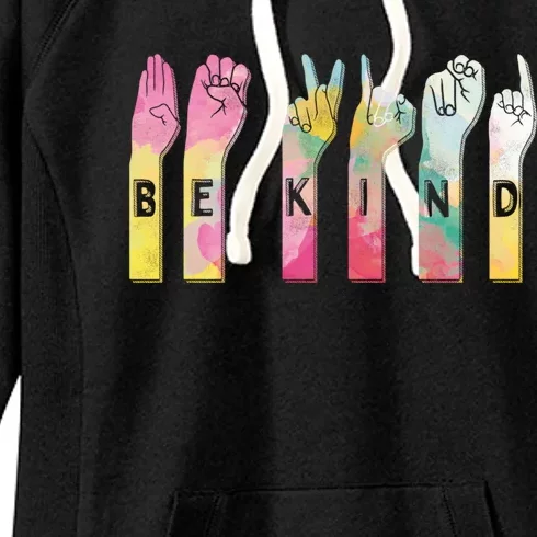 Be Kind Asl Alphabet American Sign Language Gift Women's Fleece Hoodie