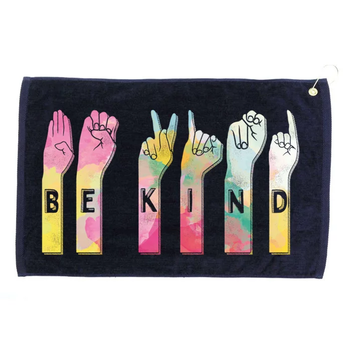 Be Kind Asl Alphabet American Sign Language Gift Grommeted Golf Towel