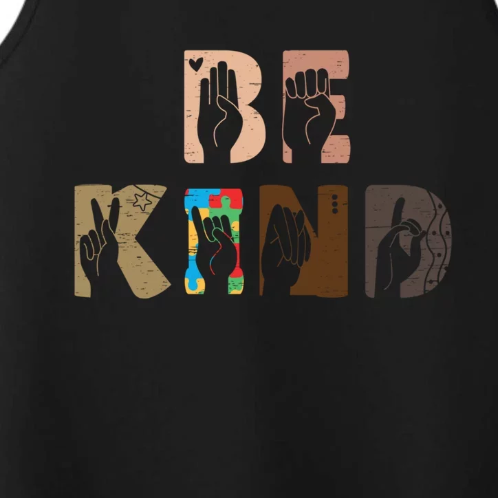 Be Kind Asl Hand Sign Interpreter Sign Language Autism Gift Performance Tank