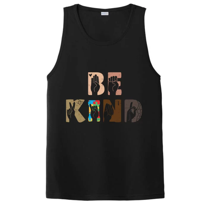 Be Kind Asl Hand Sign Interpreter Sign Language Autism Gift Performance Tank