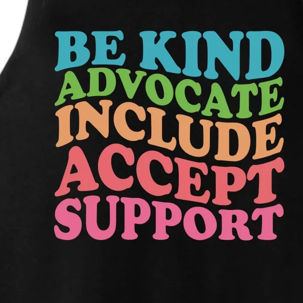 Be Kind Advocate Include Accept Support Autism Awareness Ladies Tri-Blend Wicking Tank