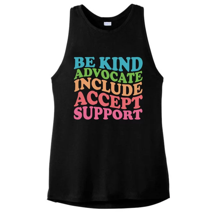 Be Kind Advocate Include Accept Support Autism Awareness Ladies Tri-Blend Wicking Tank