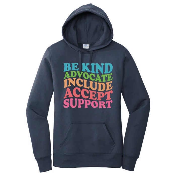 Be Kind Advocate Include Accept Support Autism Awareness Women's Pullover Hoodie