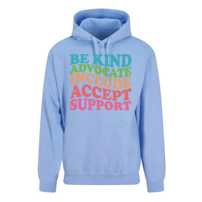 Be Kind Advocate Include Accept Support Autism Awareness Unisex Surf Hoodie