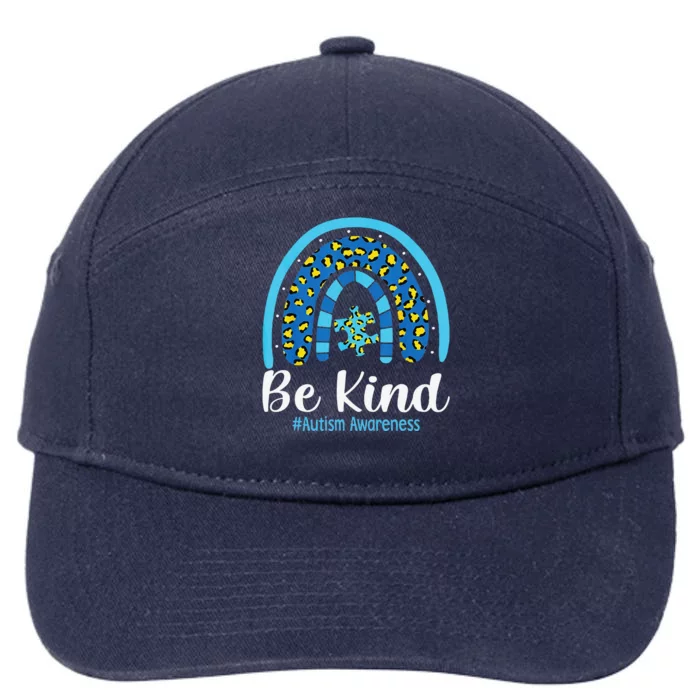 Be Kind Autism Awareness Leopard Rainbow Choose Kindness Gift 7-Panel Snapback Hat