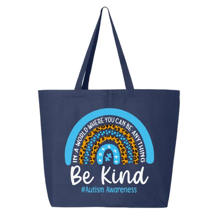 Be Kind Autism Awareness Leopard Rainbow Choose Kindness 25L Jumbo Tote