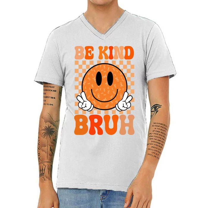 Be Kind Bruh Anti Bullying Smile Face V-Neck T-Shirt