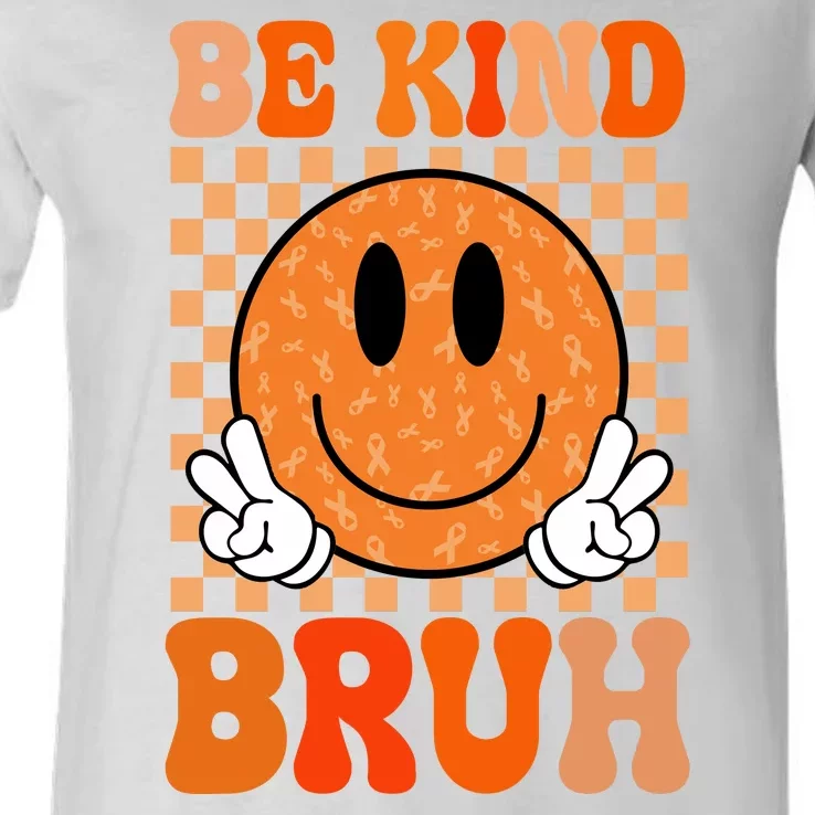 Be Kind Bruh Anti Bullying Smile Face V-Neck T-Shirt