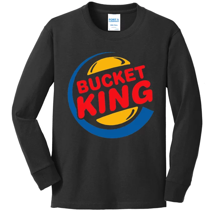 Bucket King Basketball Player Hoops Culture Funny Kids Long Sleeve Shirt