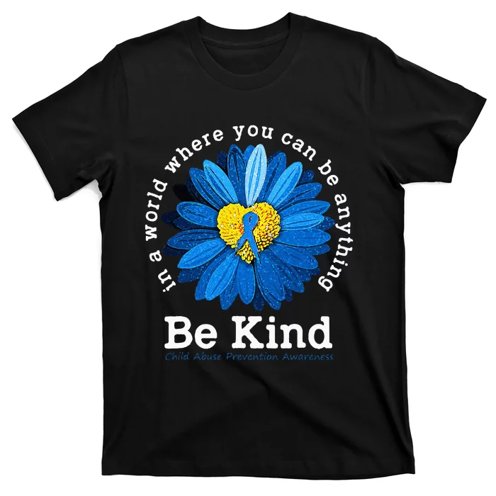 Be Kind Blue Sunflower Child Abuse Prevention Awareness T-Shirt