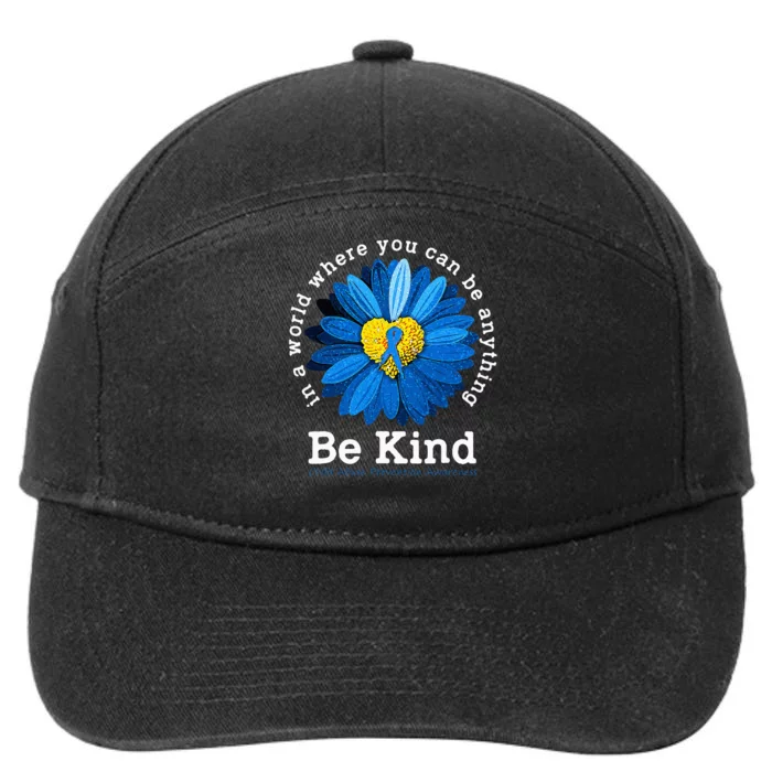 Be Kind Blue Sunflower Child Abuse Prevention Awareness 7-Panel Snapback Hat