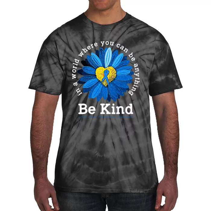 Be Kind Blue Sunflower Child Abuse Prevention Awareness Tie-Dye T-Shirt