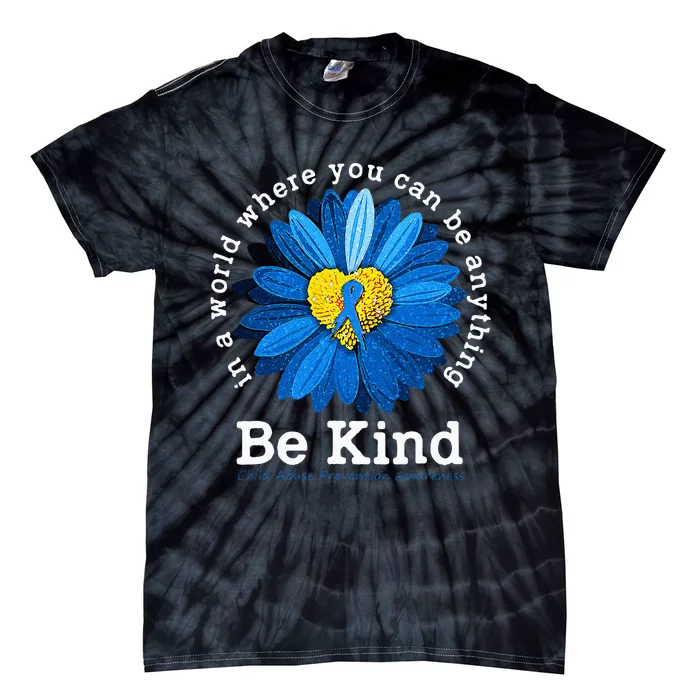 Be Kind Blue Sunflower Child Abuse Prevention Awareness Tie-Dye T-Shirt